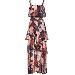 ApartFashion Dames chiffon jurk, Navy Multicolor, Normaal, Navy-multicolor, 42