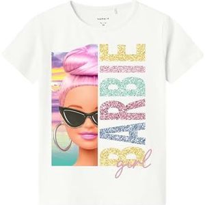 NAME IT Meisjes Nmfalda Barbie Ss Nreg Top Box Sky, wit (bright white), 110