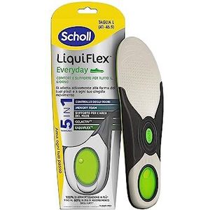 Scholl Liquiflex Dagelijks verstelbaar anti-geur traagschuim, verstelbare inlegzolen met 5-in-1 technologie voor alle soorten schoenen, plantenboog, dagelijks gebruik, maat L (41-46,5)