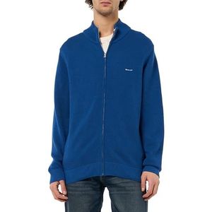GANT KATOEN PIQUE ZIP CARDIGAN, Rich Blue., M