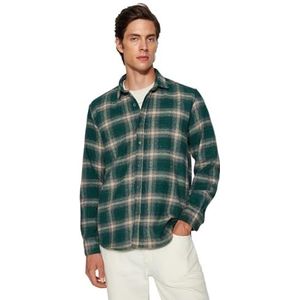 Trendyol Man Regular Basic Shirt Kraag Geweven Shirt, Groen, S