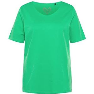 Ulla Popken Dames, dubbellaags, slank, ronde hals, lange mouwen T-shirts, grasgroen, 50/52 NL