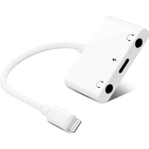 iPhone naar 3,5 mm jack hoofdtelefoon audio adapter, 3-in-1 Dual 3,5 mm hoofdtelefoon Aux Audio Splitter Adapter met oplaadaansluiting, compatibel met iPhone 14/13/12/11/X/8/8/7, i-Pad/Pod, ondersteunt iOS 16