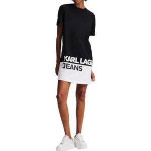 Karl Lagerfeld Jeans, Dames, Logo Tee Jurk, Regular Fit, Zwart, XS