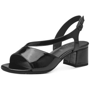 Jana Softline 8-28378-42 018 Damessandalen met hak, comfortabele extra brede sandalen voor dagelijks gebruik, feestelijke en elegante sandalen met hak, 37 EU breed, zwart (patent), 37 EU Breed