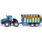 siku 1947, New Holland Tractor with Silage Trailer, 1:50; Metal/Plastic, Blue, Multifunctional