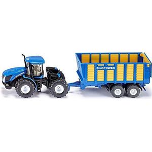 siku 1947, New Holland Tractor with Silage Trailer, 1:50; Metal/Plastic, Blue, Multifunctional