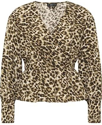 Faina - Blouseshirt - Donkergroen/Wit - Dierenprint - Lange Mouw