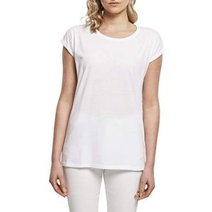 Build Your Brand Extended Shoulder Tee T-shirt voor dames, Wit, 4XL