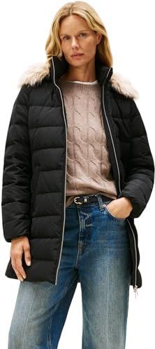 Tommy Hilfiger Vrouwen Mw Down Slim Jas Met Bont Ww0ww47540 Puffer Coat, Zwart (zwart), XXS