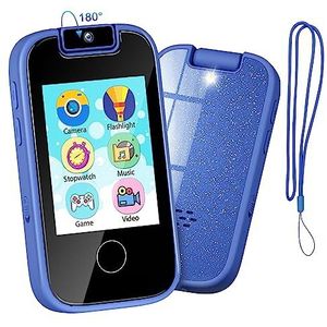 PTHTECHUS Kindercamera, speelgoed, mobiele telefoon voor meisjes en jongens, touchscreen, MP3-speler met flipcamera, habit tracker, games, alfabet, pedagogisch leren, verjaardagscadeau voor 3-12 jaar,