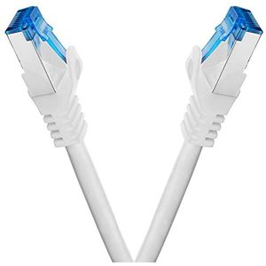 BIGtec - 2 stuks - 0,5 m CAT.7 Gigabit patchkabel netwerkkabel wit koperen kabel patch ethernt LAN DSL-kabel CAT7 (RJ45, Cat 7, S/FTP PIMF) 50 cm