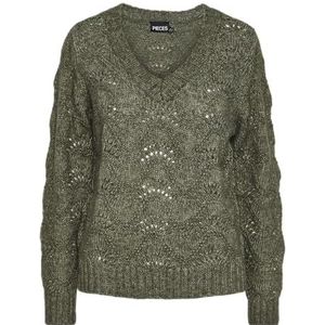 PIECES Dames gebreide trui PCBIBBI, diep lichen green, XS