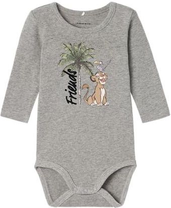 NAME IT Babyjongens Nbmjebbi Lionking Ls Wdi Body, gemengd grijs, 50