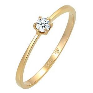 Elli DIAMONDS Ring Dames Solitaire Verloving met Diamant (0.11 ct.) in 585 Geel Goud