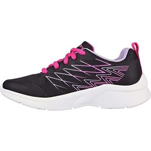 Skechers Microspec Bright Runner Sneaker voor meisjes, Zwarte Mesh Lavendel Trim, 37.5 EU