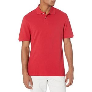 Amazon Essentials Men's Poloshirt van piqué-katoen met slanke pasvorm, Rood, M
