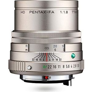 HD PENTAX-FA 77mmF1.8 Beperkte Zilveren Beperkte Middelgrote telephoto prime lens, High-performance HD coating, SP coating, Ronde diafragma, Machinaal aluminium lichaam