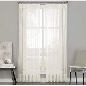 Curtainworks Soho Gordijnpaneel, voile, doorschijnend, geknepen plooi, plat, 73,7 x 160 cm, Oester