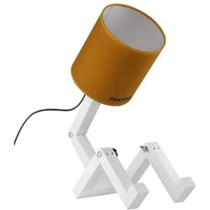 Homemania tafellamp Wally – voor kantoor, nachtkastje – oranje, wit, zwart, hout, pvc, metaal, stof, 15 x 40 x 45 cm, 1 x E27, max. 100 W