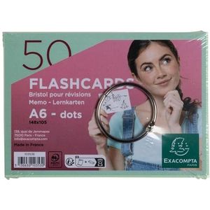 Exacompta - Ref. 10353E - 19 verpakkingen van 50 Flashcards in folie en ring - Geperforeerde bristol dots - revisiekaarten - 148 x 105 mm DIN A6 - kleur groen