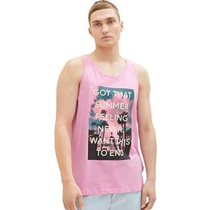 TOM TAILOR Denim Tanktop voor heren met zomerprint, 31646 - Soft Summer Pink, XL