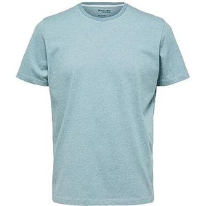 SELETED HOMME Heren SLHASPEN Mini STR SS O-Neck Tee W NOOS T-shirt, Harbor Gray/Stripes: Coloniaal Blue, L, Harbor Gray/Stripes: coloniaal blauw, L