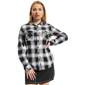 Brandit Amy Flanellen Checkshirt Girl-overhemd, zwart/wit, 5XL
