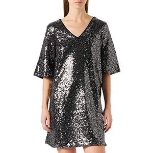 VERO MODA Damesjurk, Zwart/Detail: veelkleurige pailletten, XS