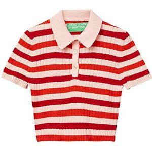 United Colors of Benetton Pullover voor dames, meerkleurig gestreept rood en wit 1g9, M