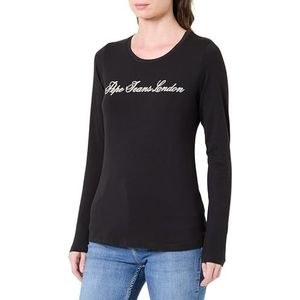 Pepe Jeans Dames W Basic Stretch Logo L/S T-shirt, zwart., M