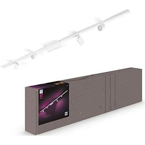 Philips Hue Perifo Railverlichting Plafond 4-Spots - Basisset - Duurzame LED Verlichting - Wit en Gekleurd Licht - Dimbaar - Verbind met Bluetooth of Hue Bridge - Werkt met Alexa en Google Home - Wit