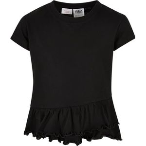 Urban Classics Meisjes-T-shirt Girls Organic Volant Tee Black 122/128, zwart, 122/128 cm