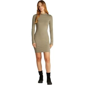 Calvin Klein Jeans Dames Logo Elastische Milano Jurk J20J225074 Andere Jurken, Grijs (Nordic Dust), M, Grijs (Nordic Dust), M
