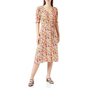 ONLY Dames Onlfrederikke Ss V-hals Belt Dress Wvncs blousejurk, Cloud Dancer/Aop: roze Aop, M