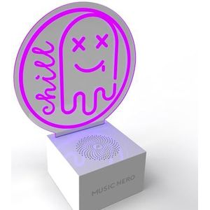 MUSIC HERO NEON Draadloze speaker, draagbare 3 W audioluidspreker met heldere led, aan/uit-knop, USB-C-oplaadkabel inbegrepen, tot 2 uur continue muziekweergave, paars