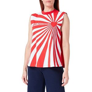 Love Moschino Dames Comfort Fit mouwloos T-shirt, wit-rood., 38