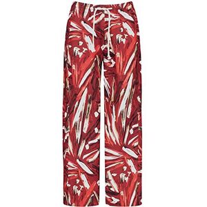 Gerry Weber Damesbroek met patroon, linnen broek, vrije tijd, verkorte broek met patroon, 7/8 lengte, Dark Cherry/rood/ecru/print, 38 NL Kort