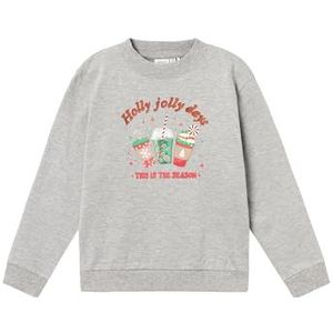 NAME IT Girl sweatshirt kerst, gemengd grijs, 134-140