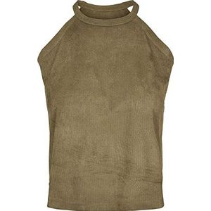 Urban Classics Dames Top Peached Rib Neckholder Top Sport Top, groen (olijf 00176), XL