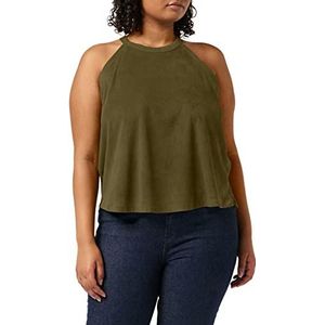 Urban Classics Dames Top Peached Rib Neckholder Top Sport Top, groen (olijf 00176), XS