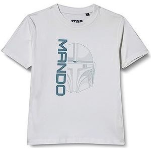 Star Wars Mandalorian - Mando Icon and Logo BOSWMANTS070 T-shirt voor jongens, wit, maat 14 jaar, Wit, 14 Jaren
