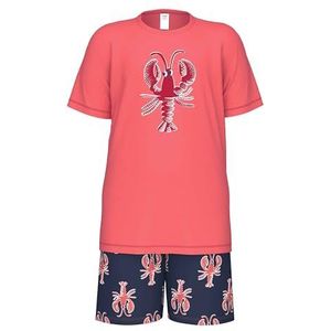 CALIDA Kids Lobster pyjama kort deep sea coral, 1 stuk, maat 140, Deep Sea Coral., 140 cm