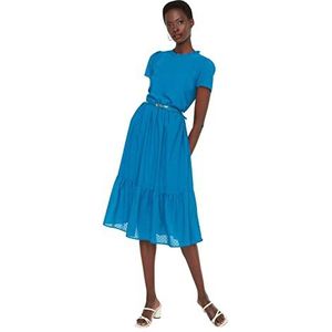 Trendyol Dames Midi A-lijn Regular Geweven Jurk, Olie, 64