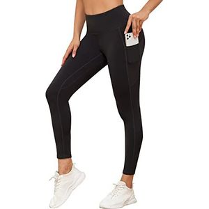 Everbellus Vrouwen High Waisted Yoga Broek met Zijzakken Workout Gym Leggings, Grijs, M, Grijs, M