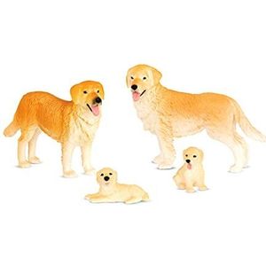 Terra Hondenfiguren voor het hele gezin, 2 grote gouden retrievers en 2 puppy's, dierfiguren, speelgoed voor kinderen vanaf 3 jaar (4 delen)