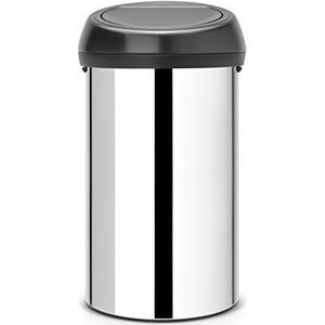 Brabantia Touch Bin Prullenbak - 60 liter - Brilliant Steel / Matt Black deksel