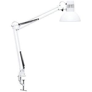 Maul Maulstudy Led-bureaulamp, verstelbare klemlamp met scharnierende arm voor kantoor, werkkamer en bureau, elegante bureaulamp van metaal, exclusieve ledlampen, wit, klemvoet