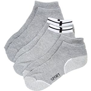 Nur Der 3-pack sportsneakers van ademend katoen, korte sportsokken met gevoerde zool voor heren, grijs., 39-42 EU