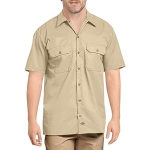 Dickies Heren korte mouw werkshirt grote en lange knoop, Woestijnzand, XL tall